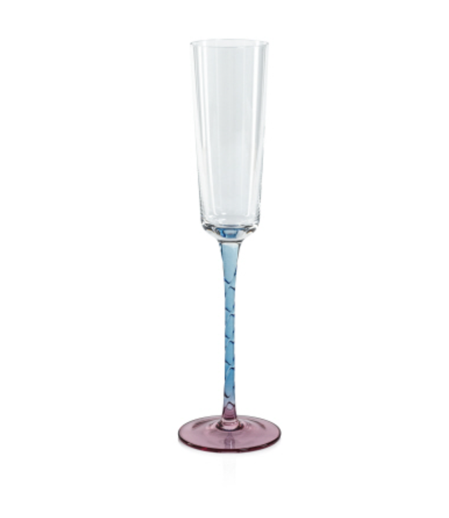 Vicenza Champagne Flute- Pink + Blue