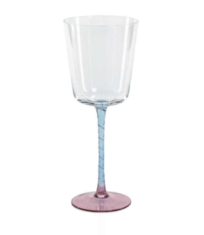 Vicenza Red Wine Glass- Pink + Blue