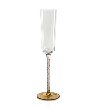 Zodax Vicenza Champagne Flute- Amber + Pink S/2