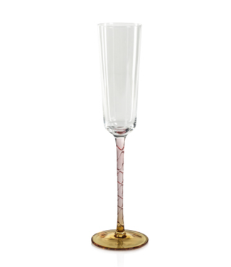 Zodax Vicenza Champagne Flute- Amber + Pink