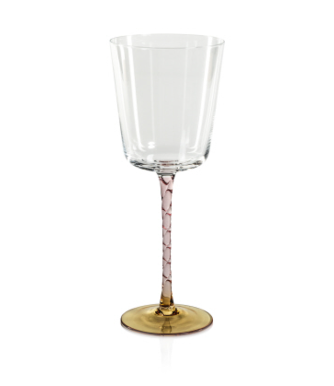 Vicenza Red Wine Glass- Amber + Pink