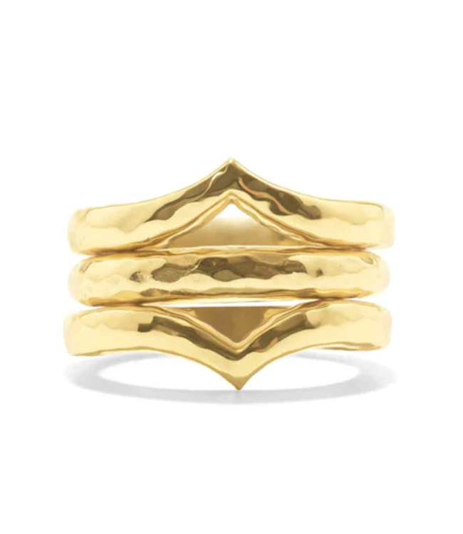 Cleopatra Stacking Ring Set in Hammered Gold