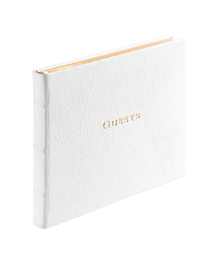 Graphic Image Guest Book White Gold Metallic