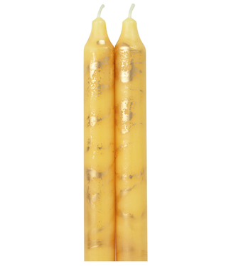Northern Lights Lemon Zest with Gold Decorative Tapers 2 Pack