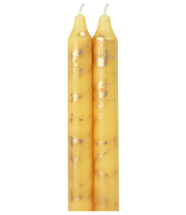 Lemon Zest with Gold Decorative Tapers 2 Pack