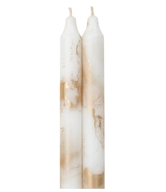 Northern Lights Pure White with Gold Decorative Tapers 2 Pack