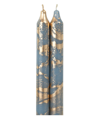 Northern Lights Prairie Blue with Gold Decorative Tapers 2 Pack