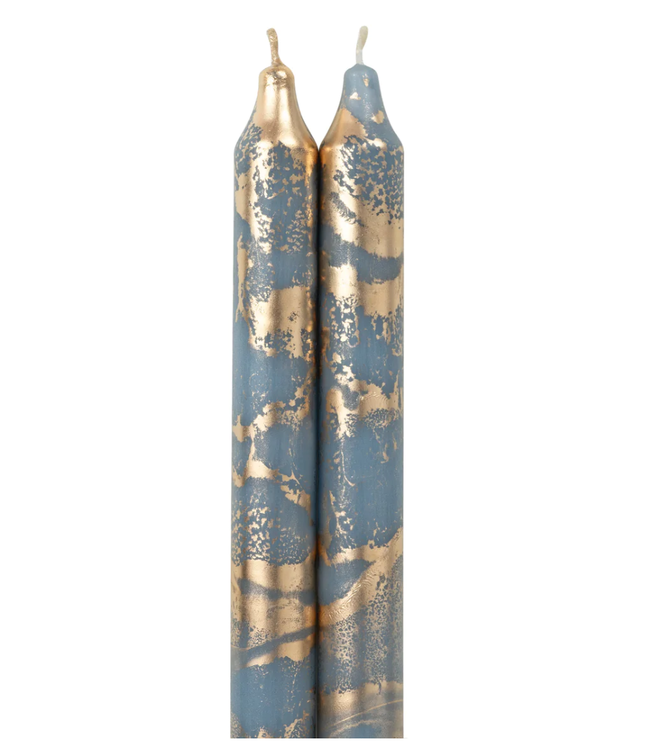 Prairie Blue with Gold Decorative Tapers 2 Pack