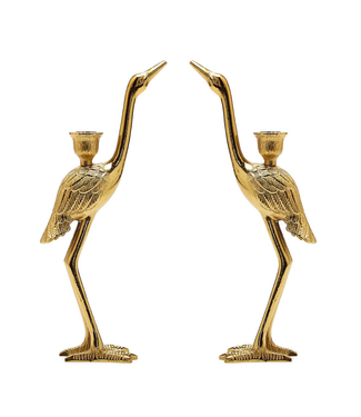 Two's Company Crane Candle Holder Set of 2