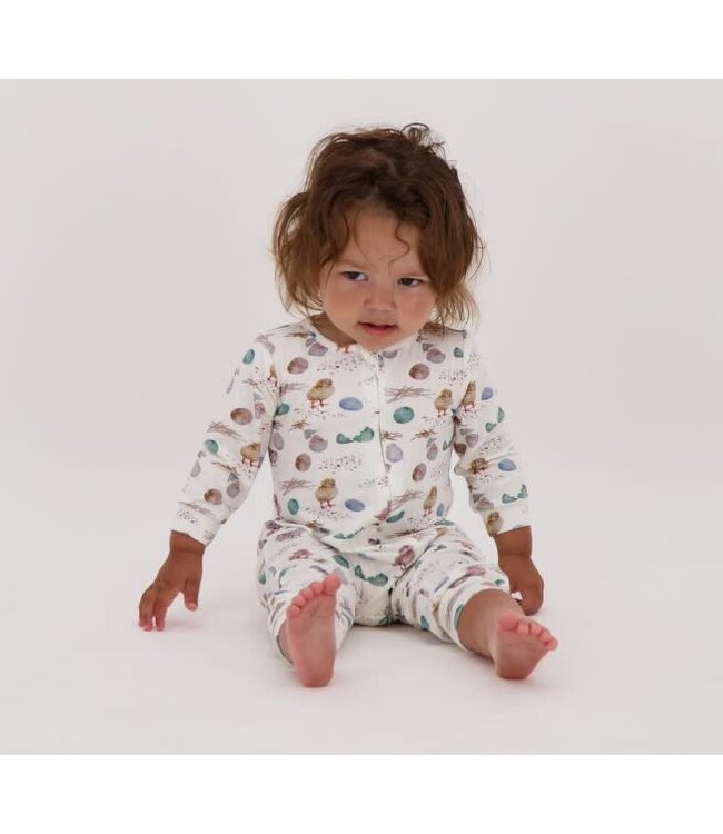 Spring Chicks & Eggs Long Romper