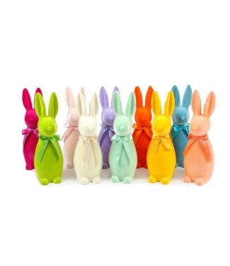 One Hundred 80 Degrees Flocked Button Nose Bunny Large Assorted Colors (Sold Separately)