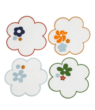 Misette Floral Embroidered Linen Coasters (Set of 4)