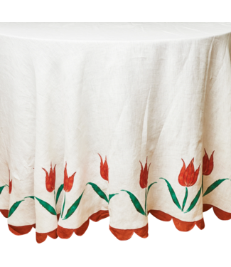 Misette Jardin Linen Embroidered Tablecloth Round 120''