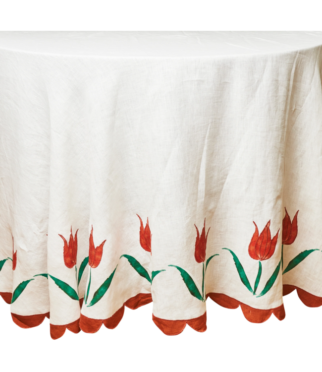 Jardin Linen Embroidered Tablecloth Round 120''