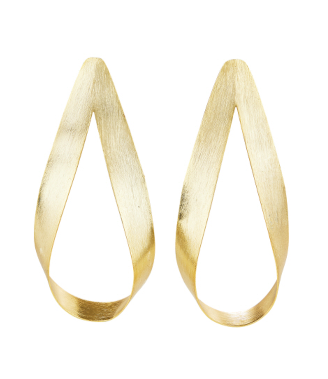 Gold Brushed Ribbon Statement Earrings