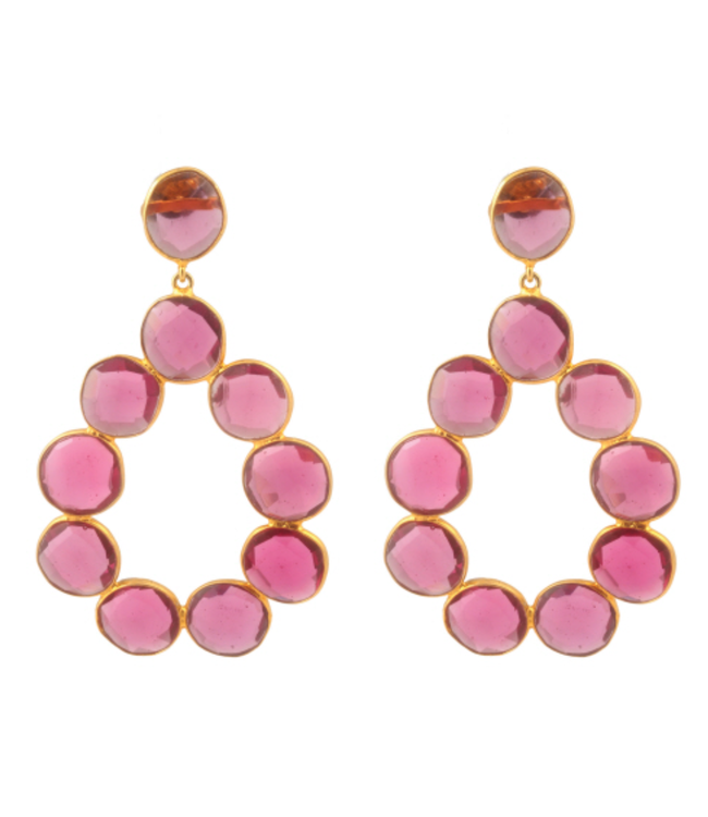 Dark Pink Quartz Earrings