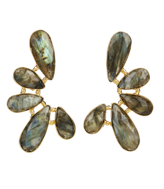 Elyssa Bass Jewelry Labradorite Marquis Semicircle Statement Earrings