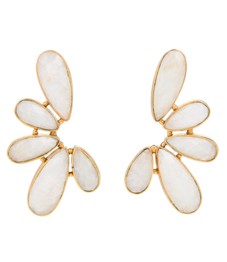 Elyssa Bass Jewelry Moonstone Marquis Semicircle Statement Earrings