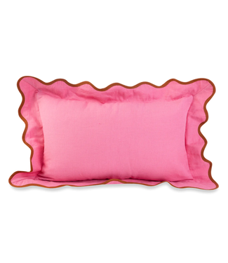 Furbish Darcy Linen Lumbar Pillow - Light Pink + Rust - WITH INSERT