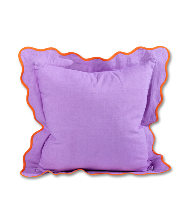 Darcy Linen Lumbar Pillow - Lilac + Orange - WITH INSERT
