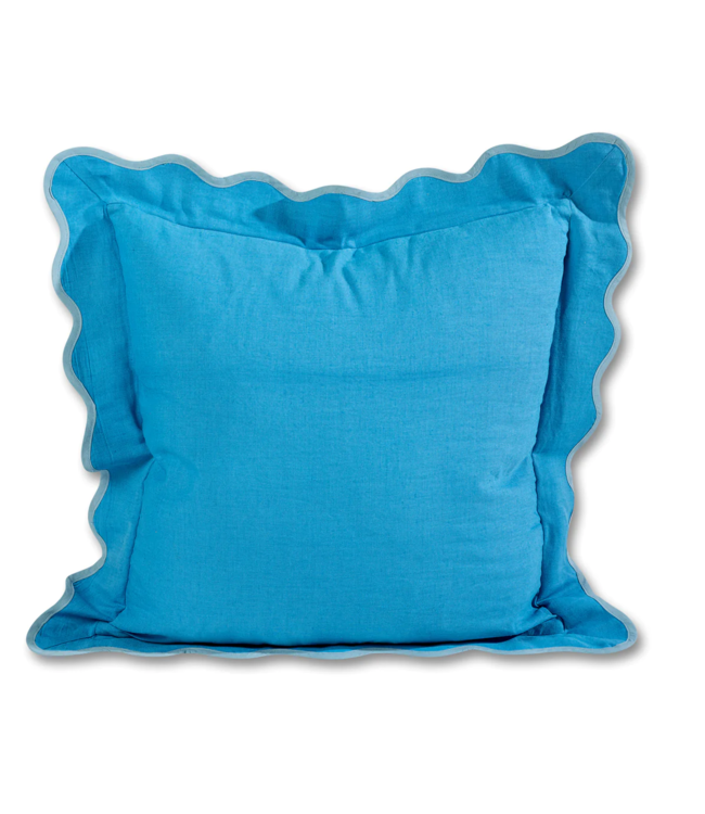 Darcy Linen Lumbar Pillow - Peacock + Aqua - WITH INSERT