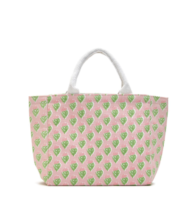 Floral Block Print Thermal Lunch Tote Bag