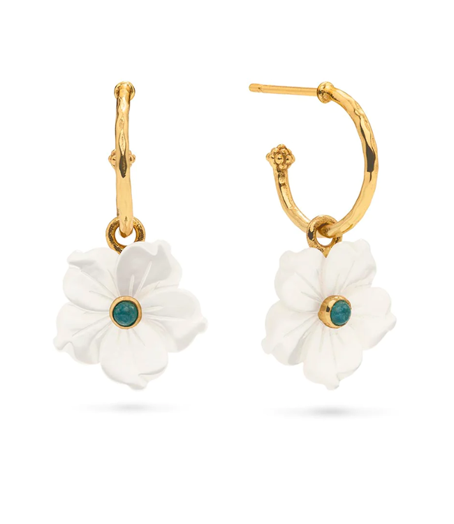 Mermaid Garden Hoop Earrings with Flower Charm