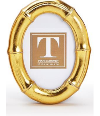 Two's Company Gold Faux Bamboo Frame Oval 2.5 x 3.5