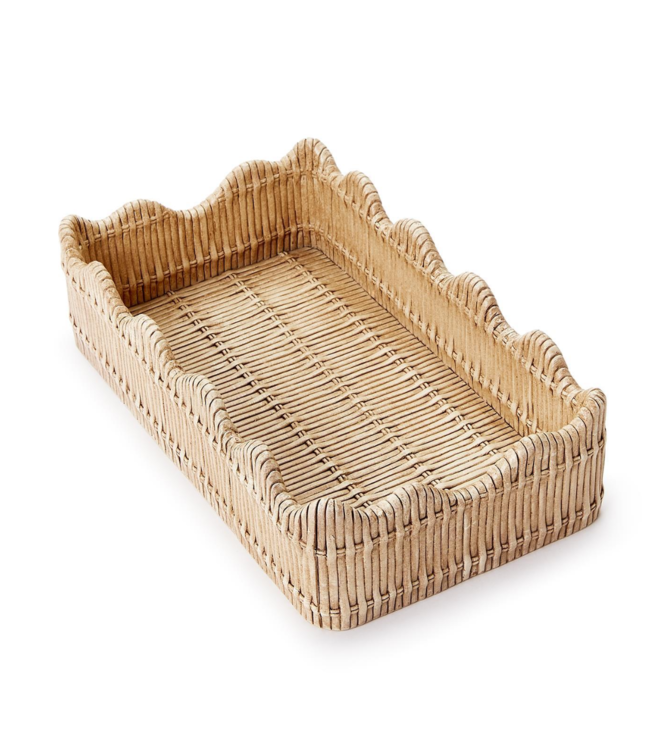 Scalloped Edge Basket Weave Pattern Guest Towel / Utensil Holder