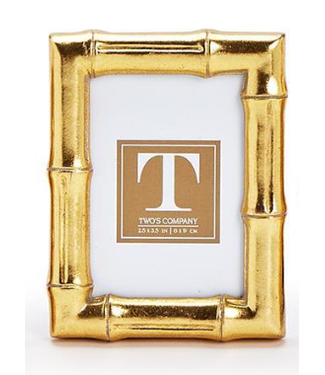 Two's Company Gold Faux Bamboo Frame Rect. 2.5 x 3.5
