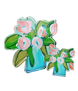 Lauren Dunn Coral Tulips Acrylic Bitty Acrylic Block