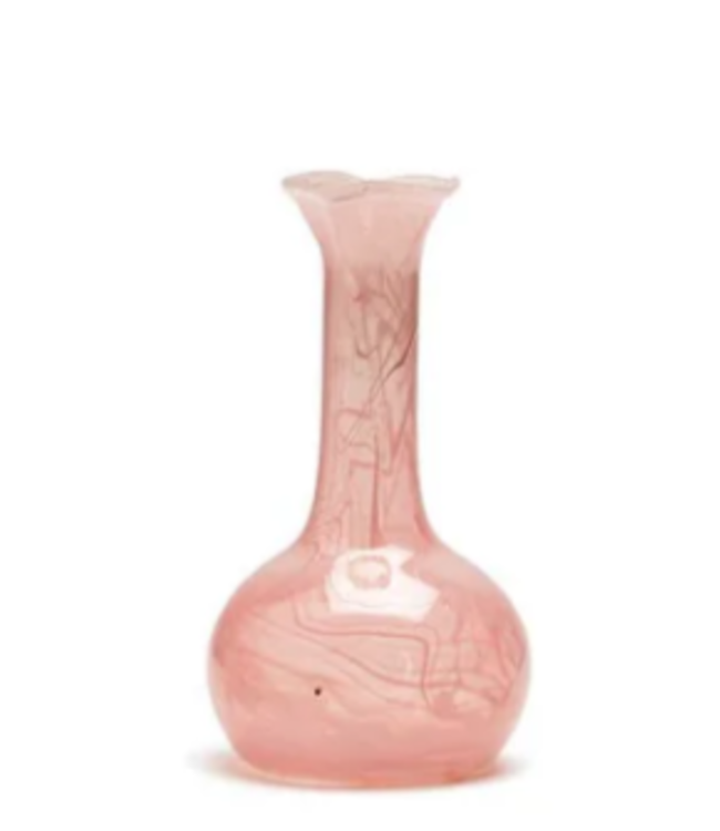 Pink Decorative Bottle / Vases with White Swirl