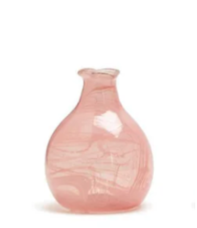 Pink Decorative Bottle / Vases with White Swirl