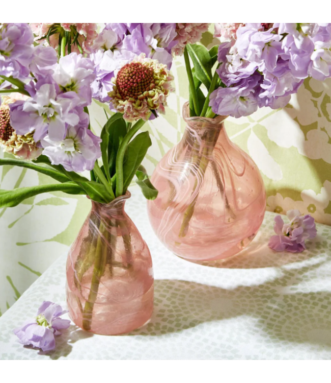Pink Decorative Bottle / Vases with White Swirl