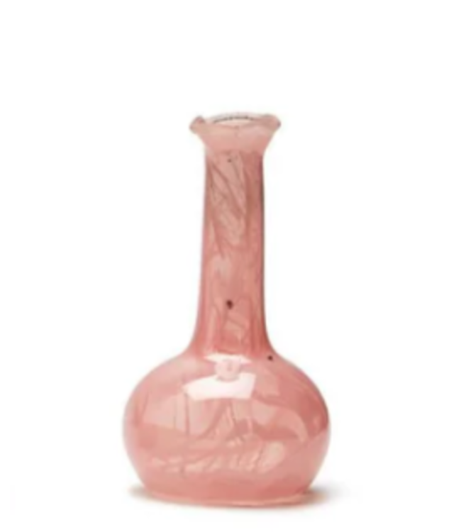 Pink Decorative Bottle / Vases with White Swirl