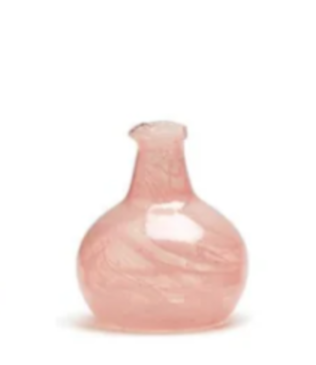 Pink Decorative Bottle / Vases with White Swirl