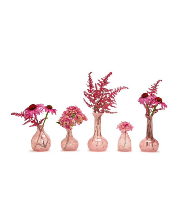 Pink Decorative Bottle / Vases with White Swirl