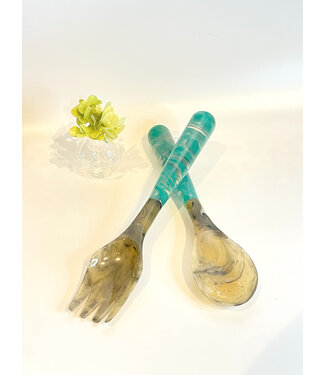 Beatriz Ball Teal Vida Resin Salad Servers