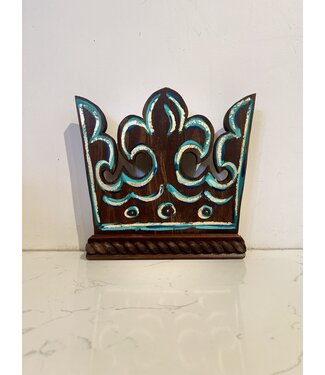 Cynthia Kolls Tall Teal Wooden Crown