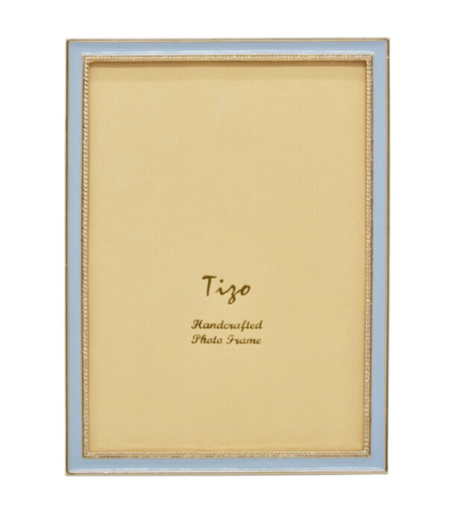 Enameled Gold Frame Baby Blue 2 x 3