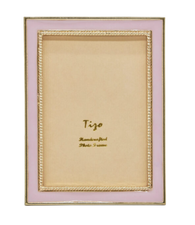 Enameled Gold Frame Pink 4 x 6