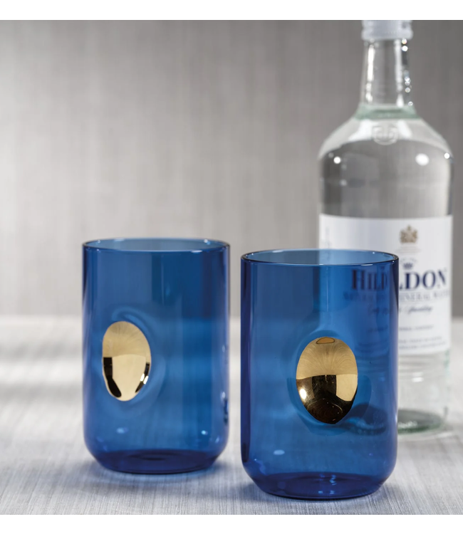 Cobalt Blue Aperitivo Tumbler w/ Gold Accent
