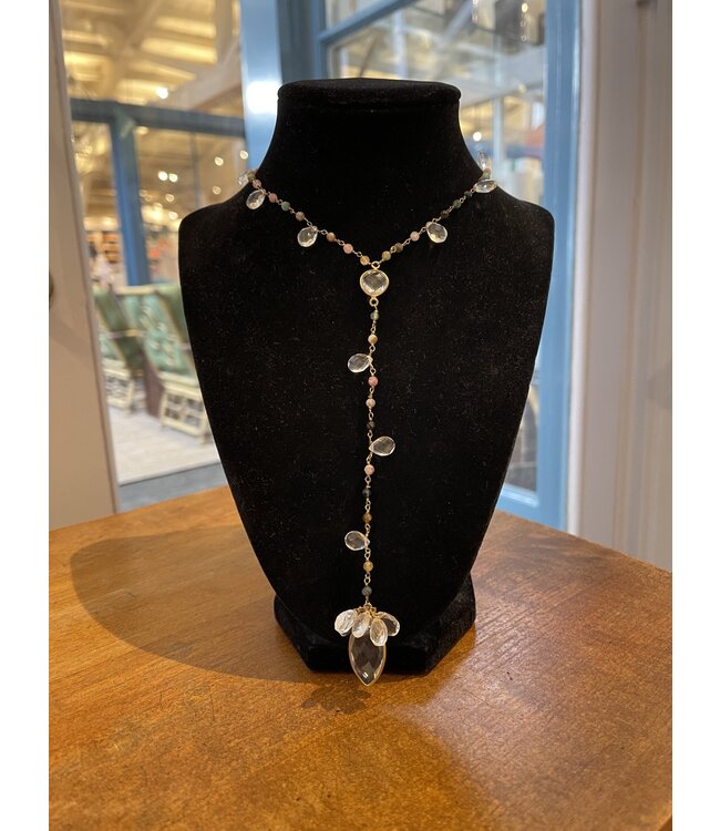 Tourmaline & Crystal Quartz Lariat Necklace