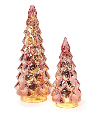 Two's Company Pink Mercury Glass Finish Light-Up Christmas Tree