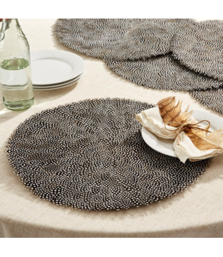 Two's Company Set of 2 Guinea Feather Placemats