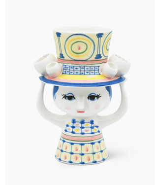 Rosendahl Design Group Bjørn Wiinblad Lady with Hat Vase, Blue, H: 8.1''