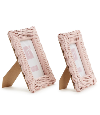 Two's Company Pink Wicker Weave Photo Frame 4 x 6