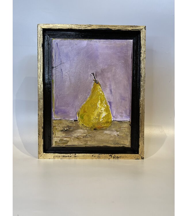 Pear Painting with Purple Background 15x12