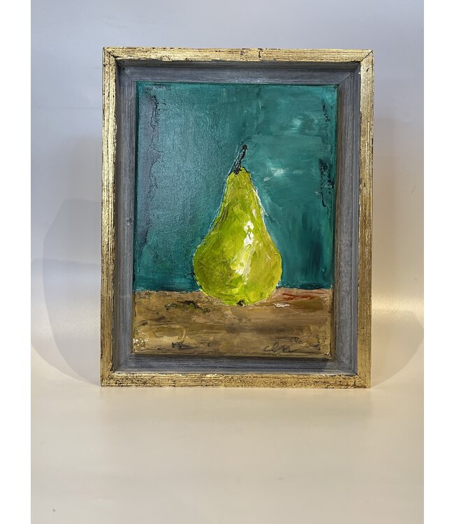 Pear Painting with Green Background 15x12