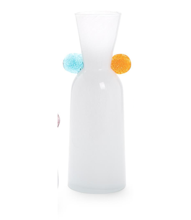 Contempo White Art Glass Vase Teal/Orange 6.5"